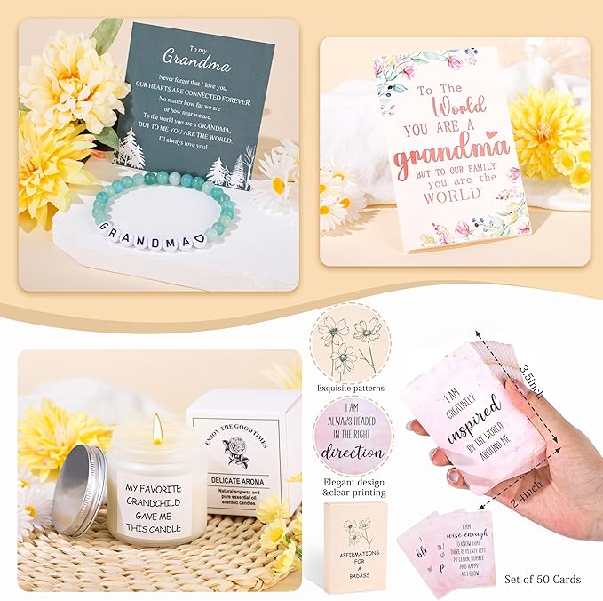 DOGMEM Mothers Day Gifts for Grandma, Gifts for Grandma Birthday Grandma Gift Set from Granddaughter Grandson Grandchildren Grandkids, Mothers Day Gifts Grandma