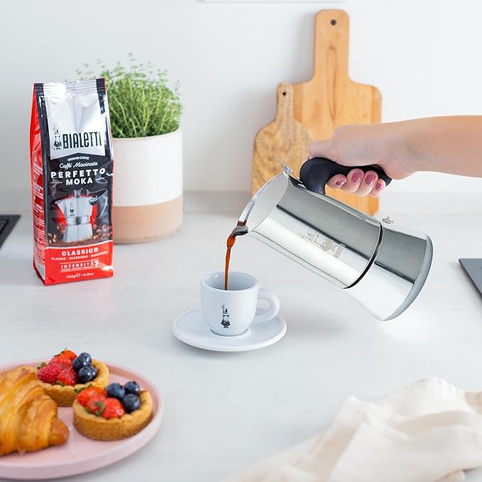 Bialetti New Venus Induction Stovetop Espresso Maker – Stainless Steel Espresso Coffee Maker for All Cooktops, Including Induction, 10 Espresso Cups (15.5 oz), Silver