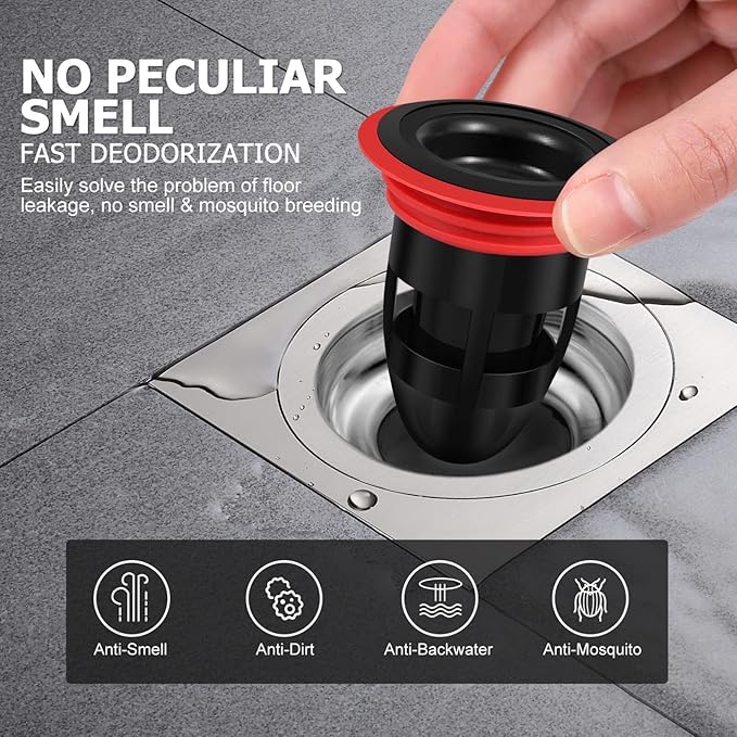 IMIKEYA Odor-Proof Shower Drain Plug, 2Pcs Shower Floor Drain Tub Hair Catcher Backflow Preventer Sewer Core Anti-Odor Plug for Kitchen Bathroom, Fits 1.5''-2'' ID Sewers, and Pipes