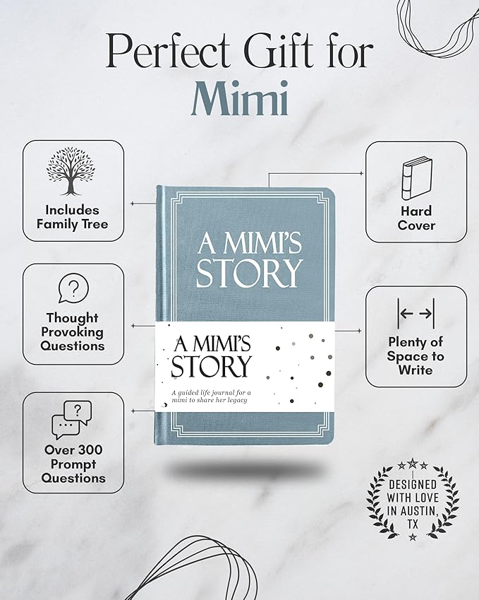 Mimi's Life Story Journal (Hardcover): A Meaningful Keepsake for Mimi to Share Her Journey & Memories, Book Includes 250+ Prompt Questions, Sentimental Gift for Mother's Day, Birthday, Christmas