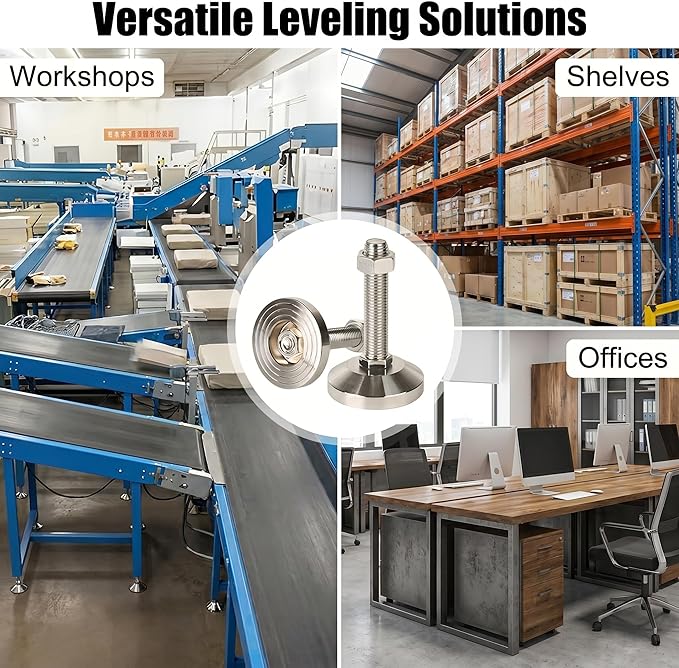 Machine Leveling feet, Heavy Duty Leveler Leg 3.15" Dia. Base, Leg Leveler M20 Thread, 4400 Lb Capacity,Capacity for Workbench, Machine, Cabinet (D80xM20x100,2 Pack,Silvery)
