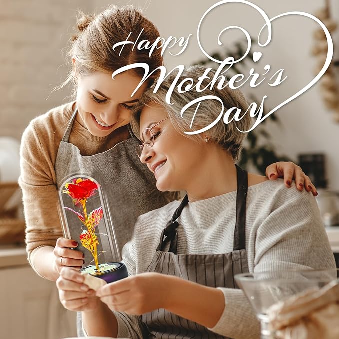 Otlonpe Mothers Day Flowers Gifts for Mom from Daughter Son, Preserved Forever Glass Light Up Rose Gifts for Grandma Wife Women Girlfriend Sister, Teacher Appreciation Graduation Gift for Her (Red)