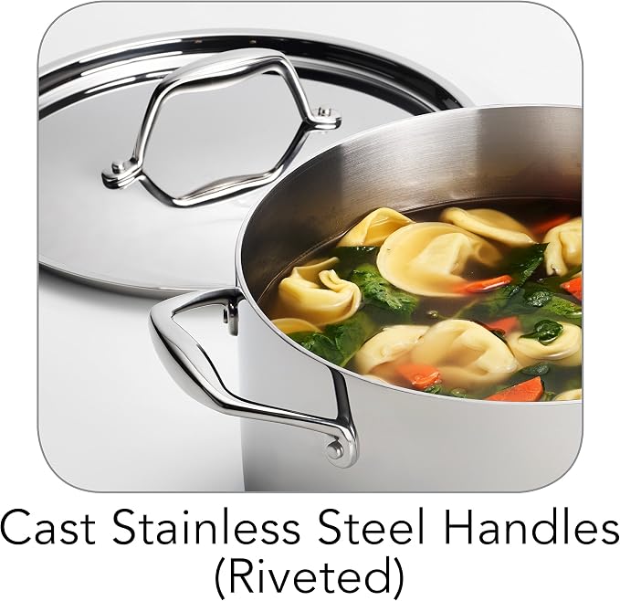 Tramontina Signature Tri-Ply Clad Stainless Steel 6-Quart Sauce Pot | Induction-Ready Large Sauce Pan with Lid, Dishwasher-Safe, NSF-Certified, Made in Brazil