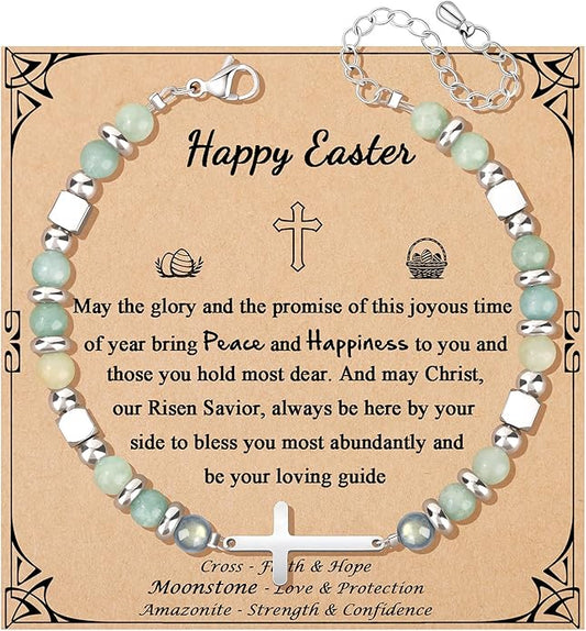 JoycuFF 𝗚𝗶𝗳𝘁𝘀 𝗳𝗼𝗿 𝗪𝗼𝗺𝗲𝗻 𝗠𝗼𝗼𝗻𝘀𝘁𝗼𝗻𝗲 𝗕𝗿𝗮𝗰𝗲𝗹𝗲𝘁 Amazonite Colorful Imperial Jasper Stainless Steel Beads Bracelets, Mothers Day Birthday Christmas Valentines Graduation Gifts