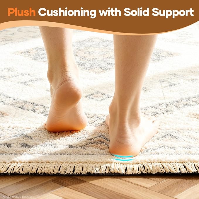Veken 8 Ft Round Non Slip Cushioned Rug Pad Gripper, Felt and Silicone Backing, 1/8" Thick, Carpet Liner Protector Mat for Area Rugs and Hardwood Floors, Keep Rugs Safe and in Place