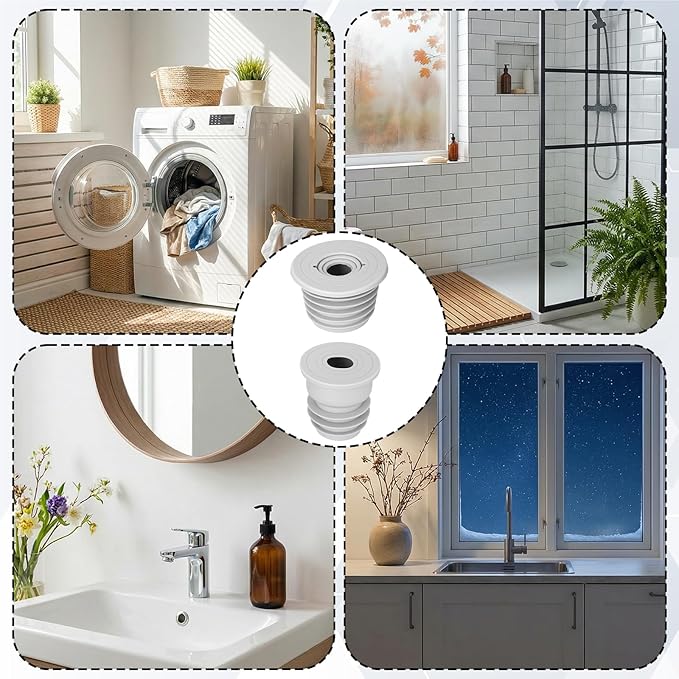Gjinxi 2 Pcs Washing Machine Drain Hose Seal, Pipe Cover Plug Hose Adapter Drain Pipe Seal Plug Drain Sewer Silicone Sealing Stopper Cover Cap for Laundry Room Bathroom Kitchen