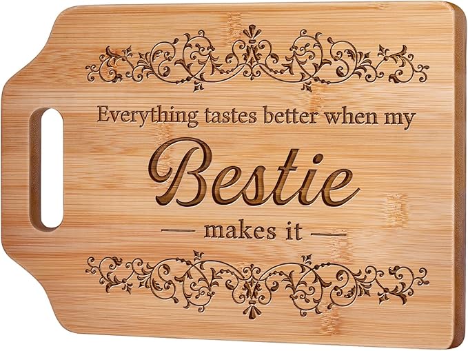 AceThrills Bestie Gifts for Women, Bestie Christmas Birthday Gifts for Women - Engraved Cutting Board 12.3"L × 8.7"W × 0.4"Th