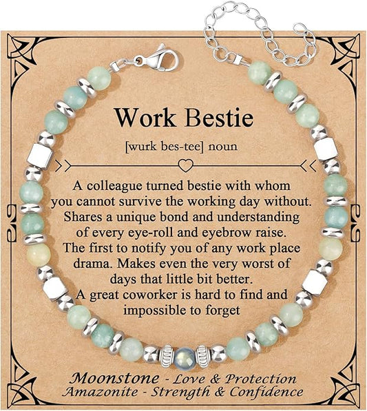 JoycuFF 𝗚𝗶𝗳𝘁𝘀 𝗳𝗼𝗿 𝗪𝗼𝗺𝗲𝗻 𝗠𝗼𝗼𝗻𝘀𝘁𝗼𝗻𝗲 𝗕𝗿𝗮𝗰𝗲𝗹𝗲𝘁 Amazonite Colorful Imperial Jasper Stainless Steel Beads Bracelets, Mothers Day Birthday Christmas Valentines Graduation Gifts