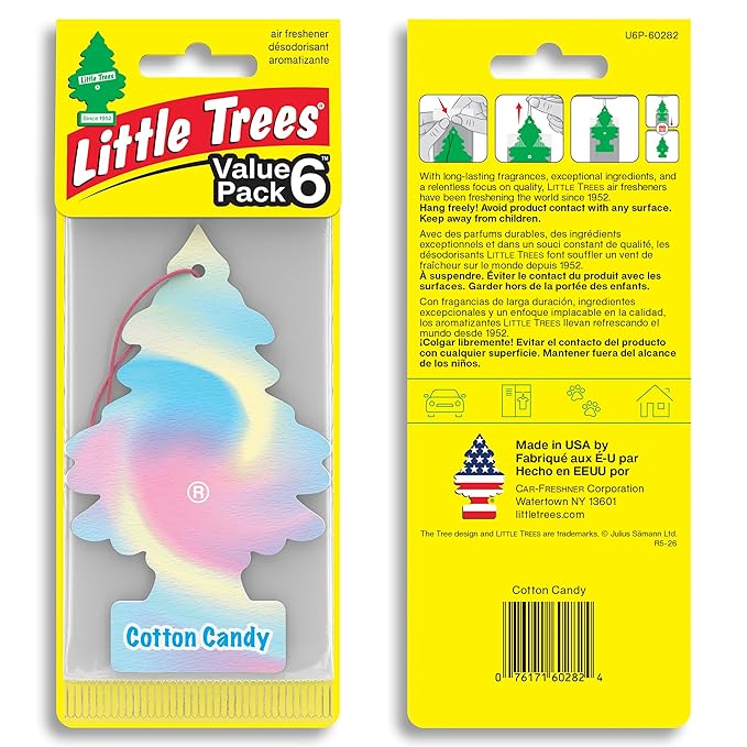 LITTLE TREES Car Air Freshener | Hanging Tree Provides Long Lasting Scent for Auto and Home | 24 Air Fresheners |Cotton Candy