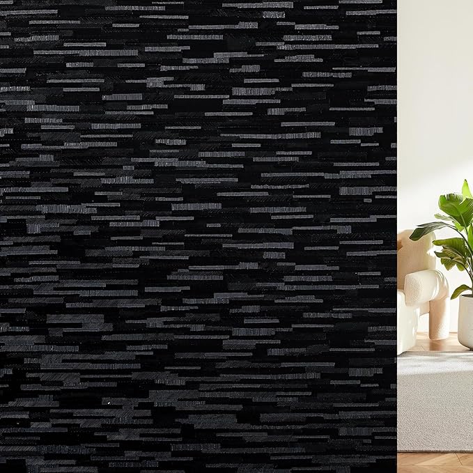 Haton Blackout Window Film, Black Out Window Cover, Sun Light Blocking Frosted Privacy for Glass Door, Heat Control Room Darkening Tint for Home Day Sleep, Non-Adhesive, Black 23.6" x 78.7"