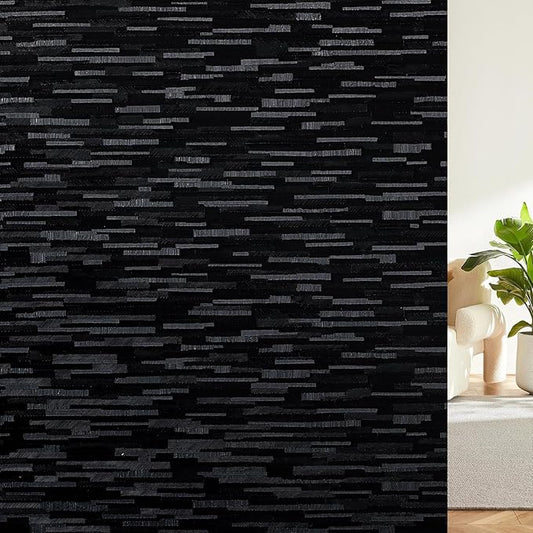 Haton Blackout Window Film, Black Out Window Cover, Sun Light Blocking Frosted Privacy for Glass Door, Heat Control Room Darkening Tint for Home Day Sleep, Non-Adhesive, Black 23.6" x 78.7"