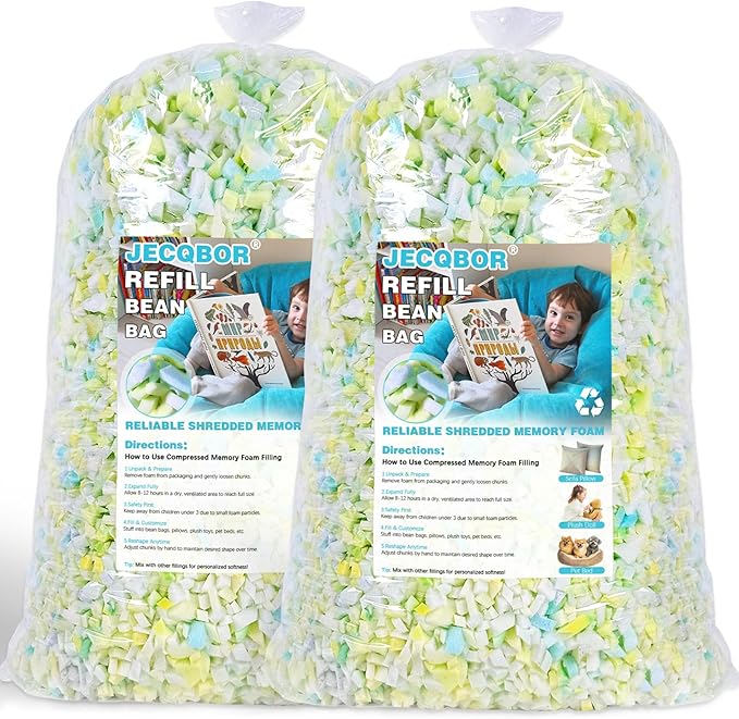 10lbs Shredded Memory Foam Filling for Bean Bag Chair, Premium Beanbag Stuffing High Density Memory Foam Refill
