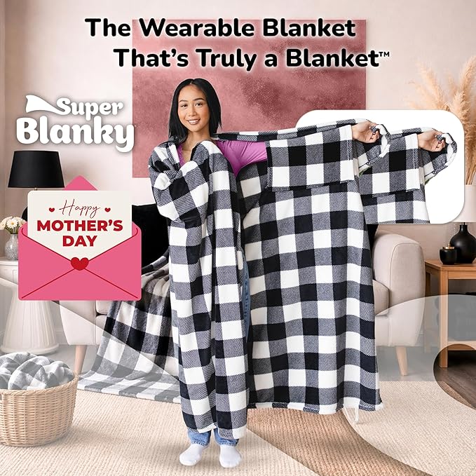 Super Blanky Wearable Blankets for Women, Adult Wearable Blanket Men, Mother's Day Gifts for Her, Wife Birthday Gift Ideas