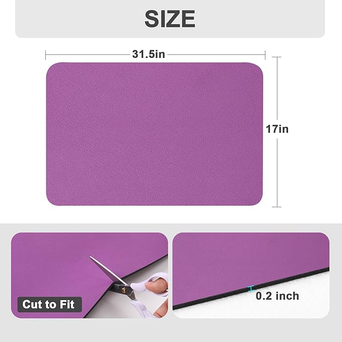 Ecotrim Absorbent Coffee Mat , Stain Hiding PU Leather Surface, Non-Slip Natural Rubber Backing, Quick Dry Mat for Espresso Machine, Kitchen Counter ,Purple | 17" x 31.5"