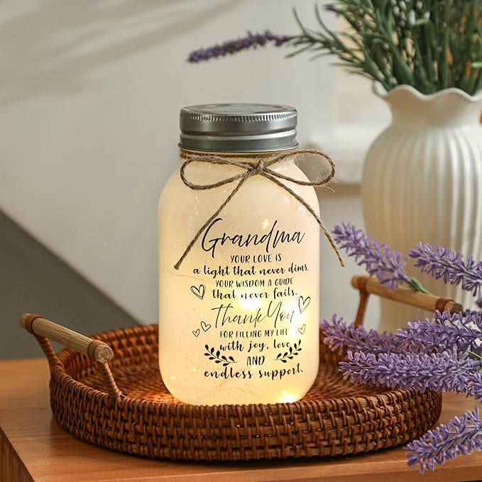 Maracco Mothers Day Gifts for Grandma from Grandkids, 30oz Large Mason Jar Lights for Grandma, Grandmother Nana Birthday Gifts for Home Decor, Grammy Gift