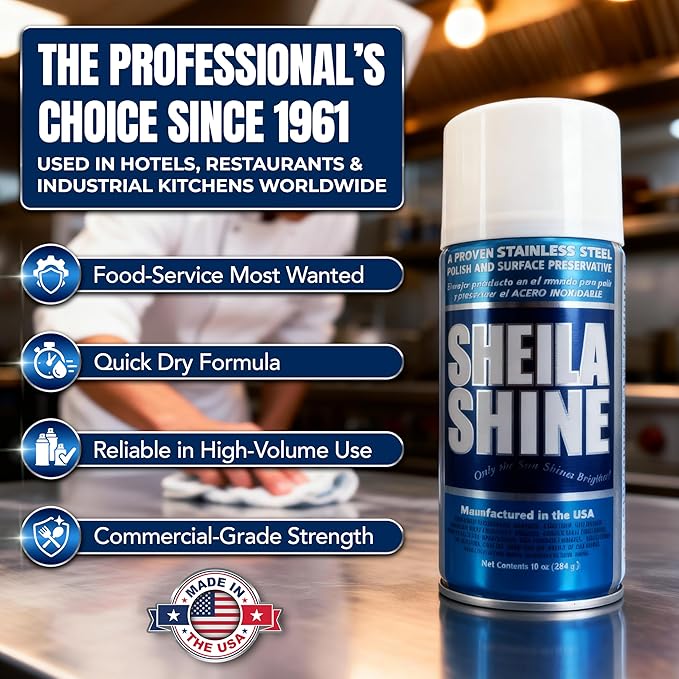 Sheila Shine 3oz Stainless Steel Cleaner and Polish - Cleans, Polishes & Protects Kitchen Appliances, Refrigerators, Sinks, Ovens & Grills - Stainless Cleaner Spray for Residue & Streak Free Shine