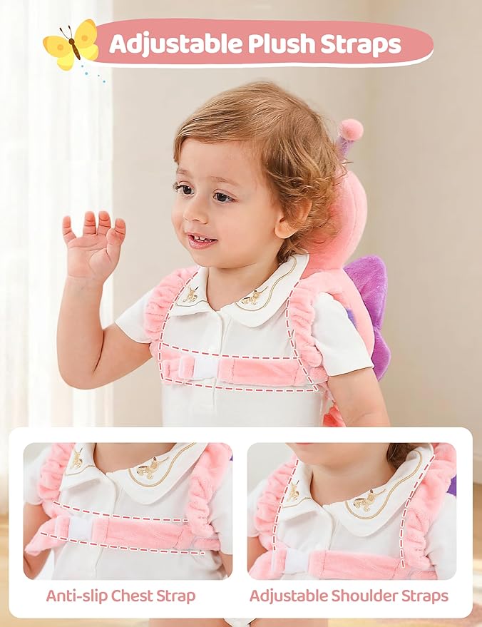 JunNeng Toddler Baby Head Protector Backpack for Toddler Walker with Knee Pads&Anti-Slip Socks, Elephant