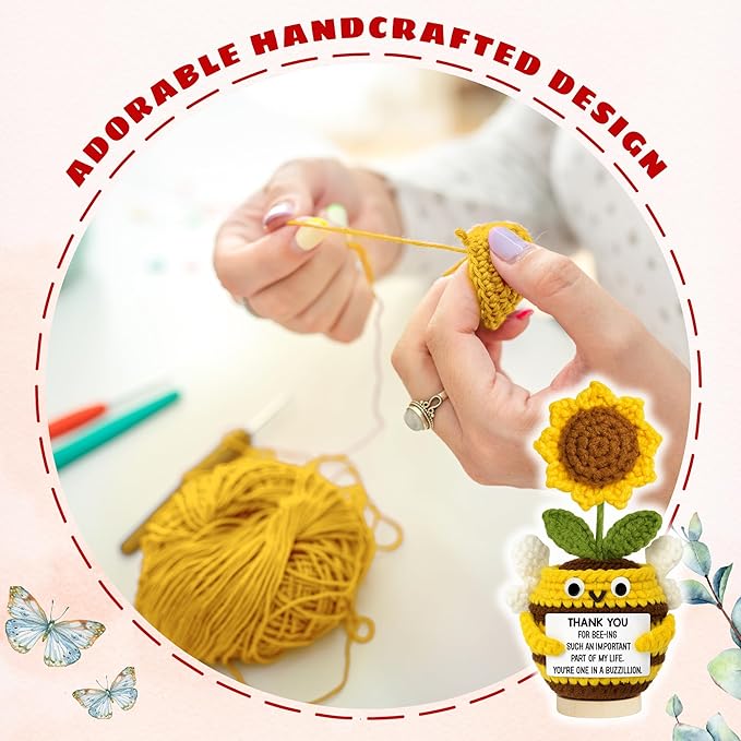 Teacher Appreciation Gifts - Teacher Gifts for Women - Teachers Appreciation Week, Thank You Crochet for Teachers Women - 6.3'' x 3.15'' Inspirational Positive Tulip Doll Toy Figure Crochet