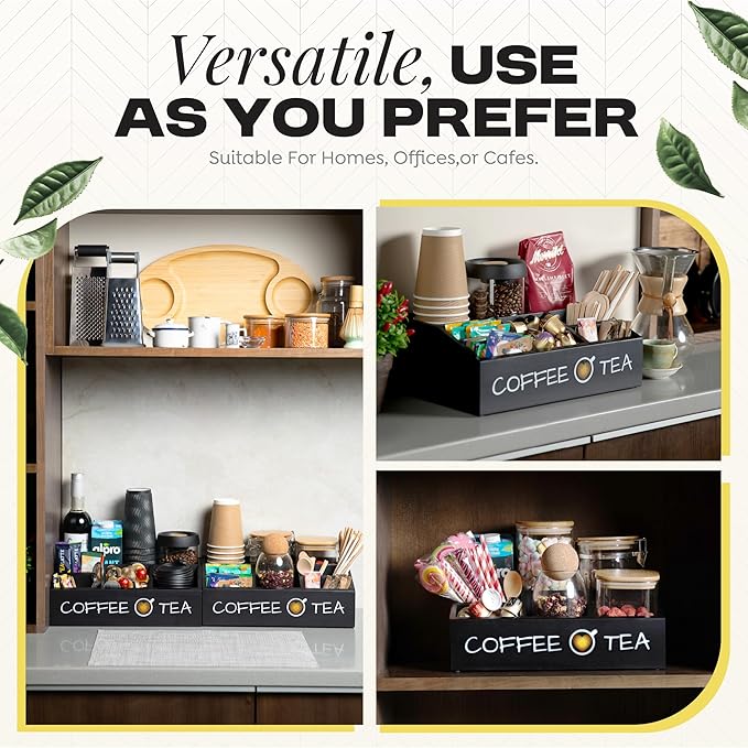 Vinvoli Coffee Station Organizer – Premium 2025 All-in-One Coffee Bar & Tea Organizer for Bar Accessories, Tea Storage, and Decor