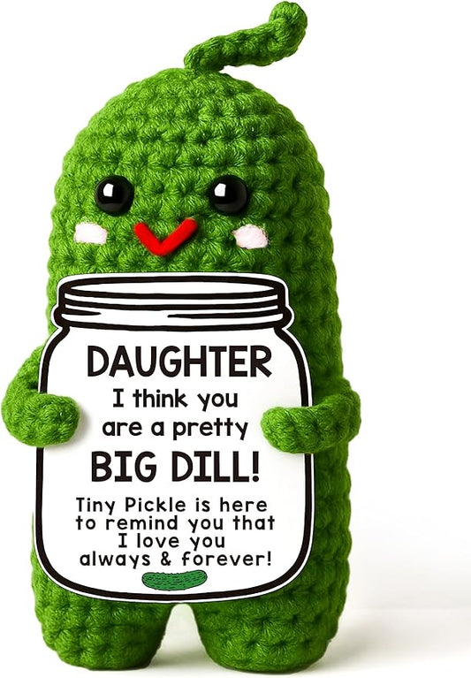 MAMAGIFTREE Funny Gifts for Daughter from Mom Dad, Handmade Crochet Pickle Birthday Gifts for Daughter in Law Bonus Step Teen Girls Adult Graduation Gift Cute Stuff Things