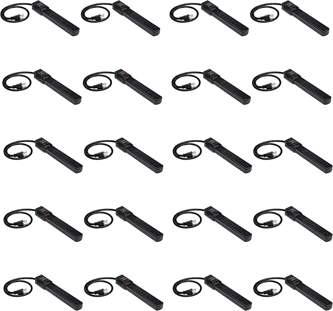 Amazon Basics 6-Outlet Surge Protector Power Strip with 200J Protection, Circuit Breaker, 2ft Extension Cord, Black, 20-Pack