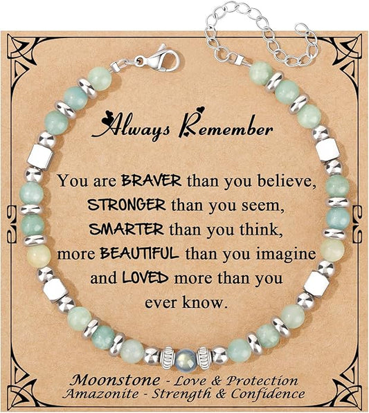 JoycuFF 𝗚𝗶𝗳𝘁𝘀 𝗳𝗼𝗿 𝗪𝗼𝗺𝗲𝗻 𝗠𝗼𝗼𝗻𝘀𝘁𝗼𝗻𝗲 𝗕𝗿𝗮𝗰𝗲𝗹𝗲𝘁 Amazonite Colorful Imperial Jasper Stainless Steel Beads Bracelets, Mothers Day Birthday Christmas Valentines Graduation Gifts