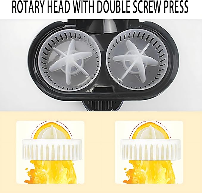 Twin Citrus Juice Maker, 500Ml Dual-head Electric Citrus Juicer with Built-In Slicer, Removable Cone Attachments and Strainer