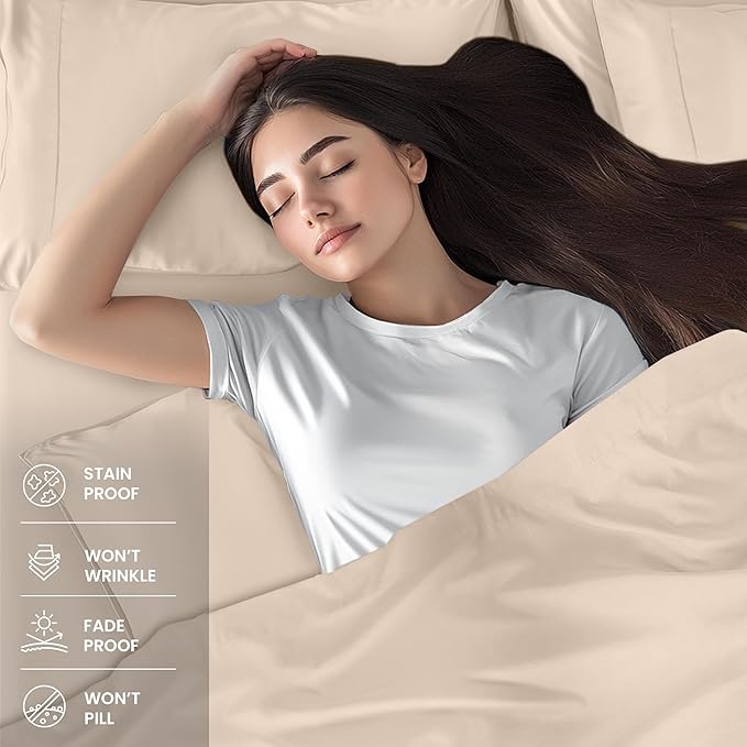 Utopia Bedding Full Sheet Set – 4 Piece Bed Sheets for Full Size Bed, Soft and Breathable Microfiber, Includes 1 Fitted Sheet, 1 Flat Sheet and 2 Pillowcases (Beige) (Pack of 2)