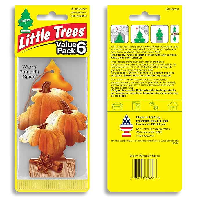 LITTLE TREES Car Air Freshener | Hanging Tree Provides Long Lasting Scent for Auto and Home | Warm Pumpkin Spice, 24 Air Fresheners