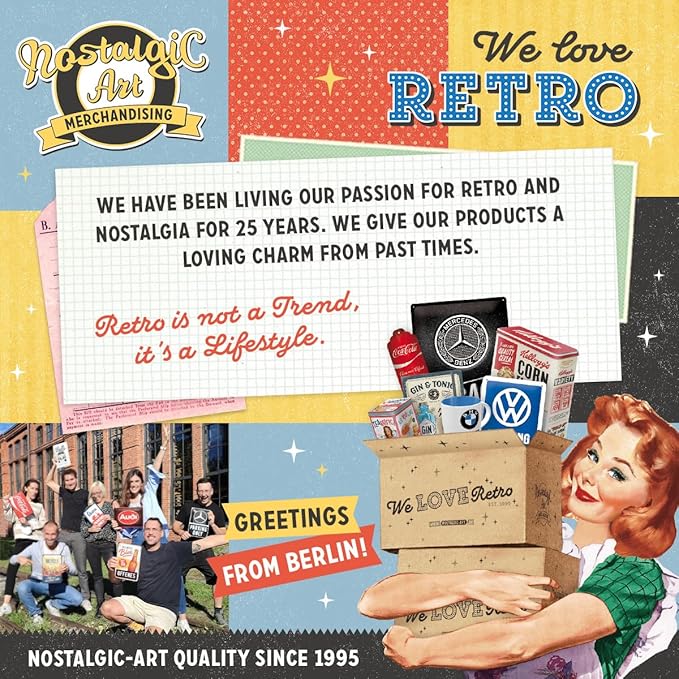 Nostalgic-Art Retro coffee tin box, 44 oz, Coffee Collage – Gift idea for coffee fans, metal clip top can, vintage design
