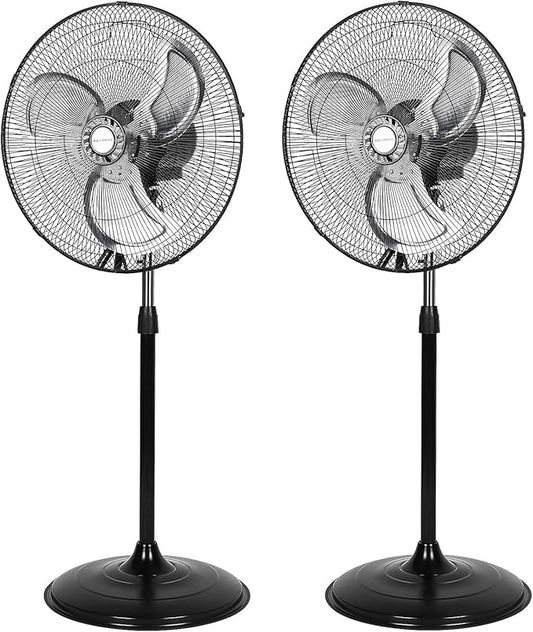 BILT HARD 3850 CFM 18" High Velocity Pedestal Oscillating Fan, 3-Speed Industrial Standing Fan with Aluminum Blades, Heavy Duty Metal Shop Fan for Commercial, Residential, and Garage, 2 Pack