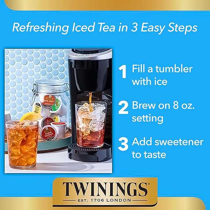 Twinings Earl Grey Black Tea K-Cup Pods for Keurig, 56 Count (Pack of 1), Flavoured with Citrus & Bergamot, Caffeinated, Enjoy Hot or Iced