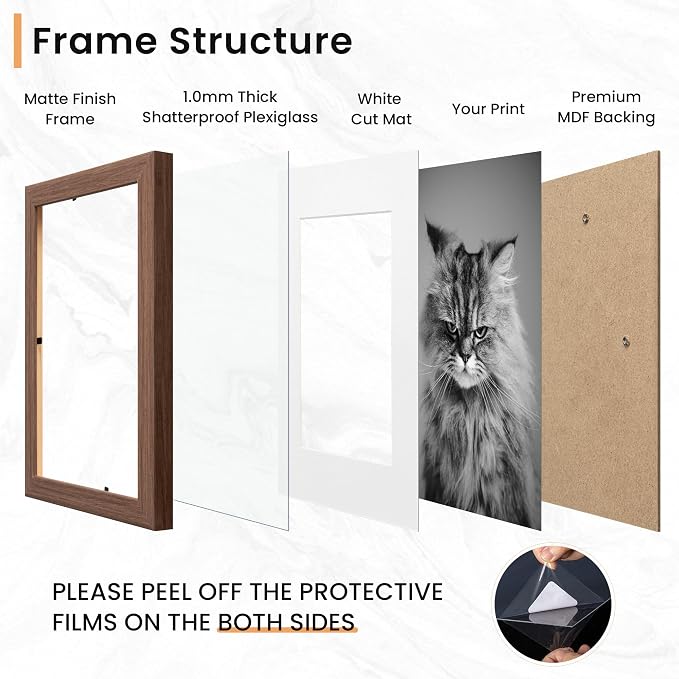 Venusmiles 15 Pack Picture Frames Collage Wall Decor, Gallery Frame Set for Wall Mounting or Tabletop Display, Multi Sizes Including 3pcs 8x10, 6pcs 5x7, 6pcs 4x6, Walnut