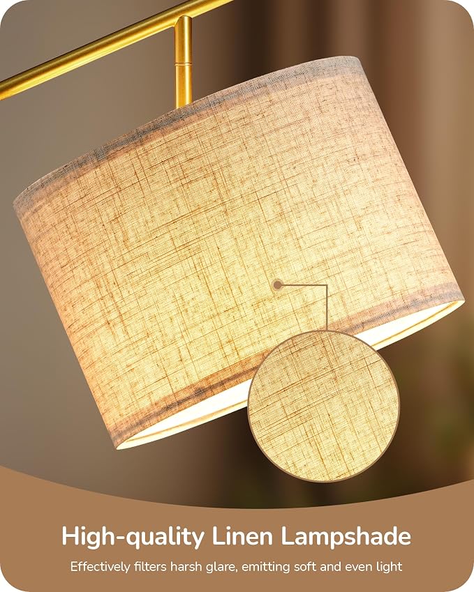 EDISHINE 64.7IN Modern Floor Lamps for Living Room, Dimmable Arc Floor Lamp with Remote, 5CCT & Foot Pedal Switch, Minimalist for Bedroom, Bulb Included, Gold