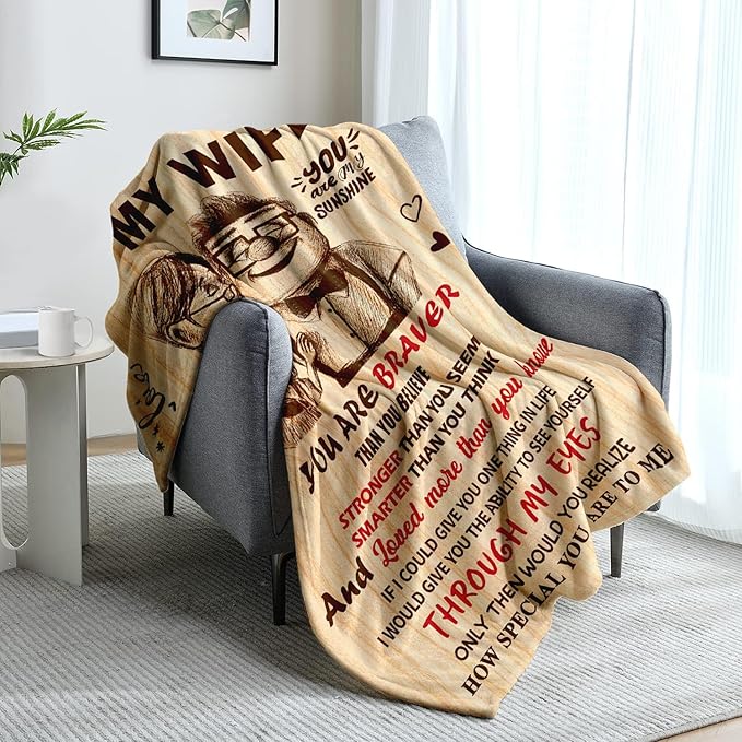 Mothers Day Blanket Gifts for Wife from Husband - Wedding Anniversary Romantic Gifts for Women - Wife Birthday Gift Ideas - I Love You Gift for Her - to My Wife Blanket 50"x60"