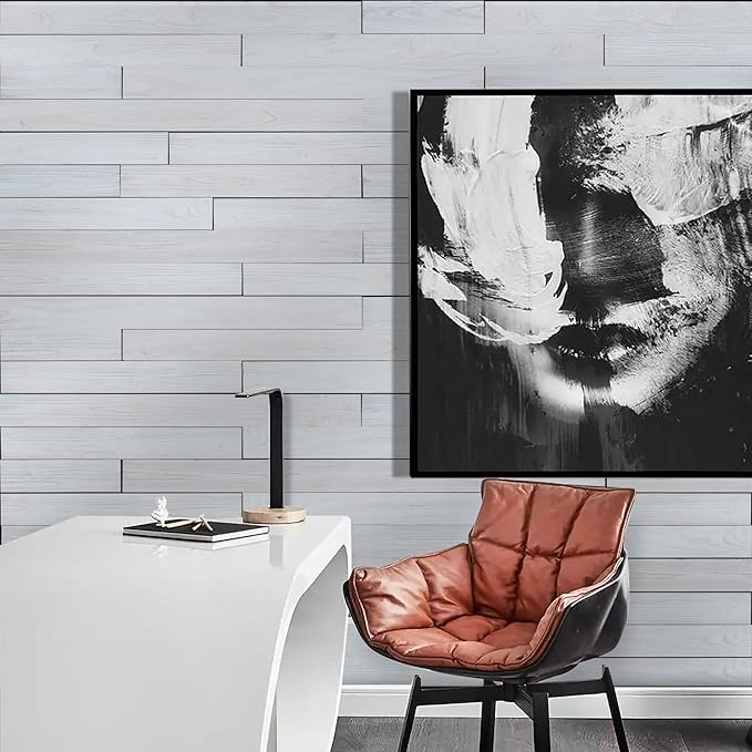 Peel & Stick Wood Planks for Walls - Real Wood Wall Panels, DIY Easy Application, Rustic Reclaimed Paneling - White Wash, 10.5 sq. ft