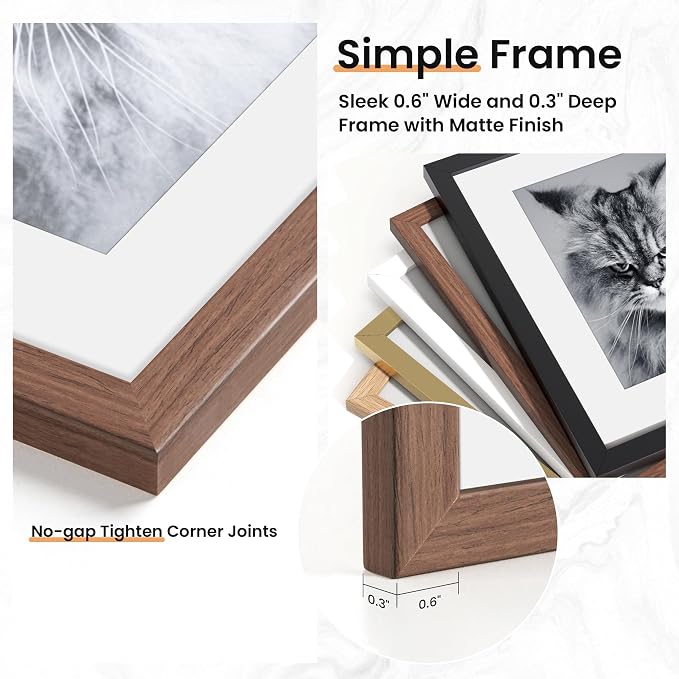 Venusmiles 15 Pack Picture Frames Collage Wall Decor, Gallery Frame Set for Wall Mounting or Tabletop Display, Multi Sizes Including 3pcs 8x10, 6pcs 5x7, 6pcs 4x6, Walnut