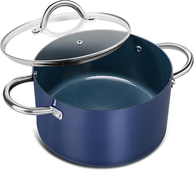 MICHELANGELO 6 Qt Ceramic Nonstick Stock Pot with Lid, Induction Ready | Ceramic nonstick coating | Stay-cool handles | Ideal for soups, pasta, stews and family meals