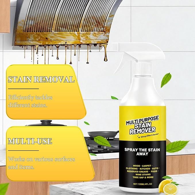 2Pcs Multi-Purpose Stain Remover, All Purpose Cleaner Spray, Powerful Cleaner Kitchen Multi-purpose Foam Cleaner Spray for Kitchens, Floors, Toilets and Cars (120ML)