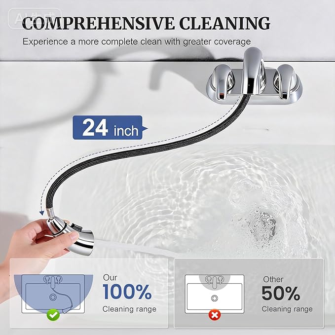 Ultimate Unicorn Chrome Bathroom Sink Faucet - 4 Inch Centerset Pull Down Vanity Faucets 3 Hole with Pop Up Drain - Two Handle Modern Washbasin Tap Set with Pull Out Sprayer for Rv Lavatory Restroom