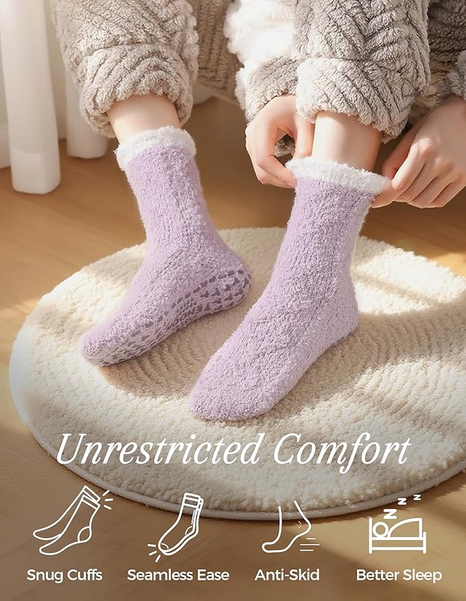 TEHOOK Warm & Cozy Gifts for Women, Fluffy Fuzzy Plush Sleeping Slipper Socks - Soft Warm Fabric