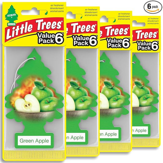 LITTLE TREES Car Air Freshener | Hanging Tree Provides Long Lasting Scent for Auto and Home | Green Apple, 24 Air Fresheners