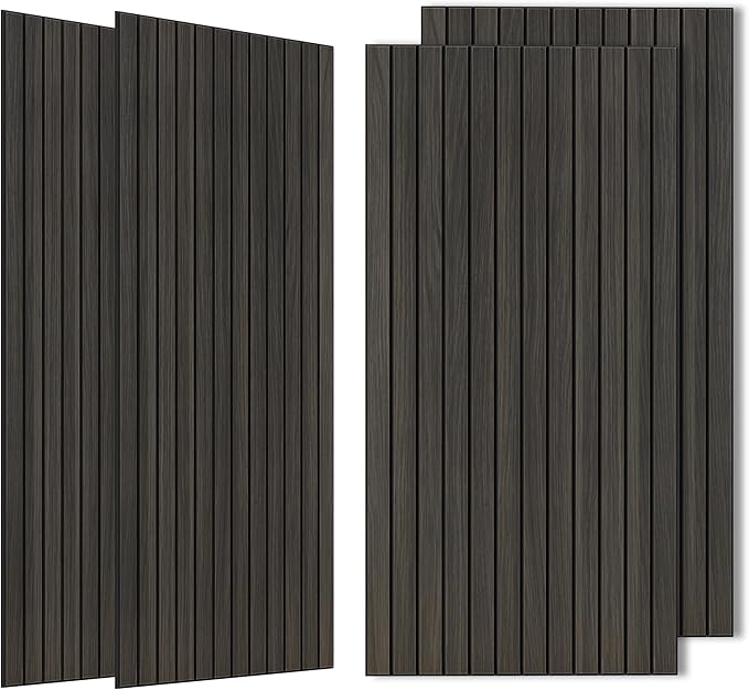 Wood Veneer Acoustic Panels,4 Pack 47.2”x23.6” Sound Panels, Decorative Large Wood Panels for Wall, for Office,Home Theater,Studio,Living Room,Rustic Walnut