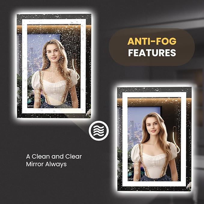 LOAAO 23.6"x31.5" LED Bathroom Mirror with Lights, Anti-Fog, Dimmable, Backlit + Front Lit, Lighted Bathroom Vanity Mirror for Wall, Memory Function, Tempered Glass, Safe to Use, ETL Listed