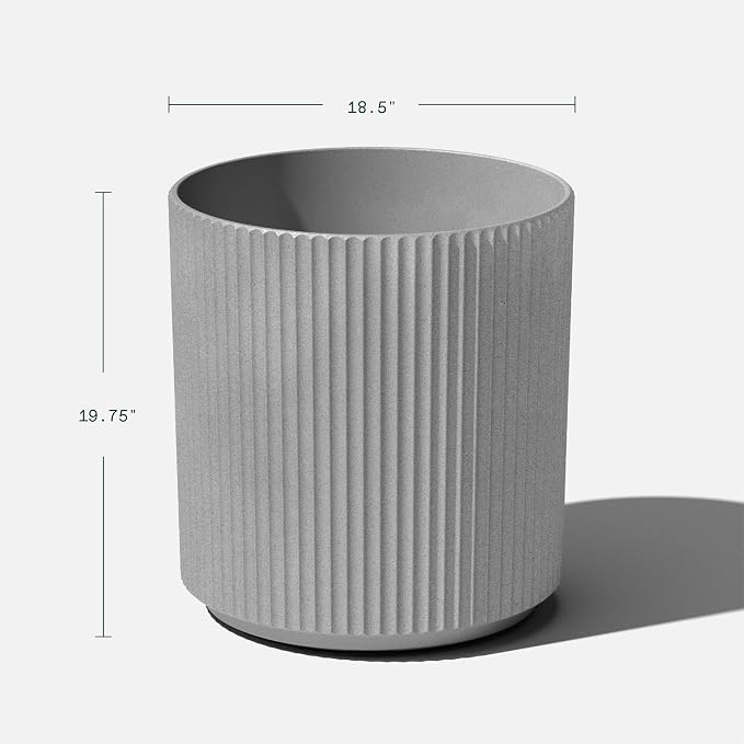 Veradek Mason Series Demi Planter - Large Round Planter for Indoor or Outdoor Patio/Balcony | Made from Plastic & Concrete with Drainage Holes | Modern Décor for Flowers, Trees, Tall Plants