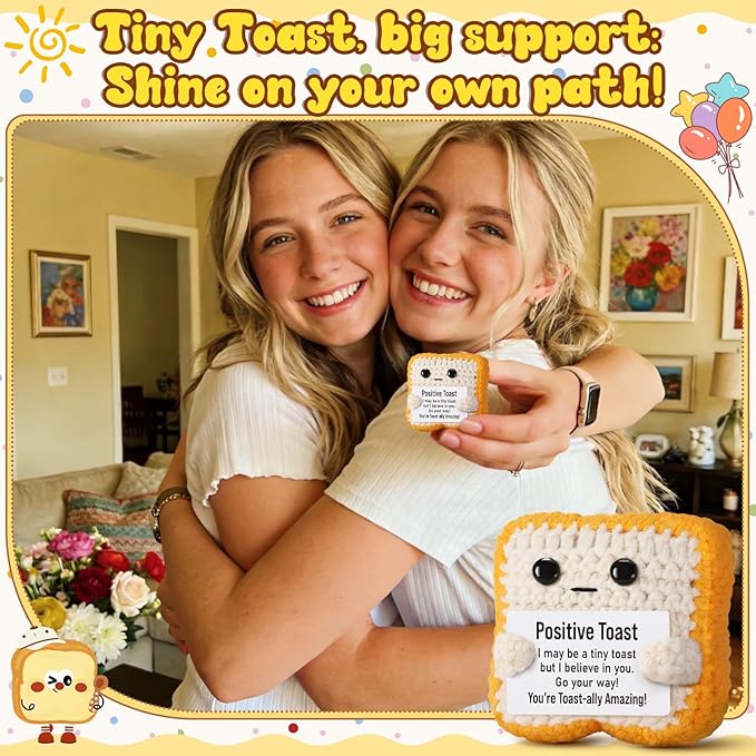Mini Funny Crochet Toast–Fathers Day Birthday Gift for Dad Mom Graduation Students, Teacher Appreciation Daughter, Sister, Best Friends–Small Cute Stuff Things, Positive Crochet Toast Decor