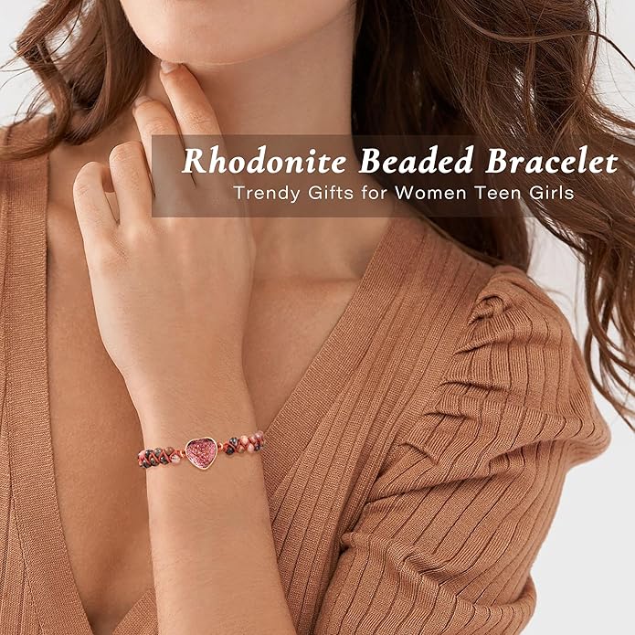Mothers Day Gifts for Daughter Granddaughter, To My Mom Grandma Wife Girlfriend Sister Jasper Heart Bracelets Birthday Anniversary Christmas Stocking Stuffers Valentines Day Jewelry