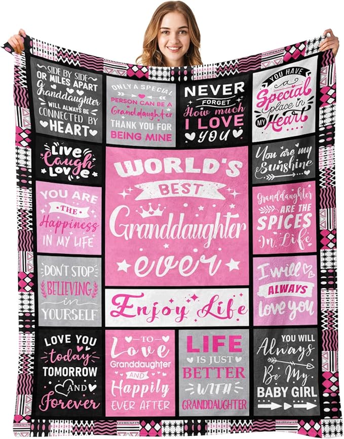 Teen Girl Gifts Trendy Stuff - Birthday Gifts for Granddaughter - World's Best Granddaughter Ever Gifts from Grandma - Graduation Presents for Granddaughters Life Blanket 60"x80"
