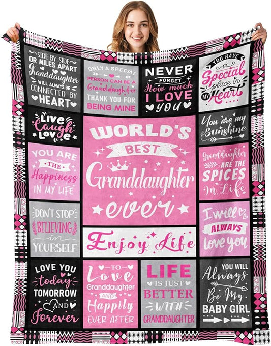 Teen Girl Gifts Trendy Stuff - Birthday Gifts for Granddaughter - World's Best Granddaughter Ever Gifts from Grandma - Graduation Presents for Granddaughters Life Blanket 60"x80"