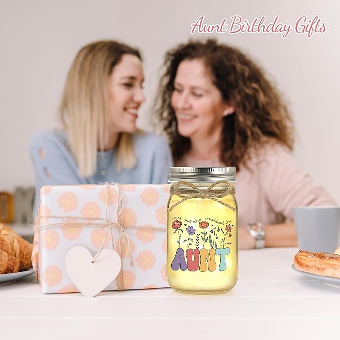 Aunt Gifts for Aunt Mothers Day Birthday Christmas Valentines Day Gifts for Auntie Mason Jar Night Light Home Decor